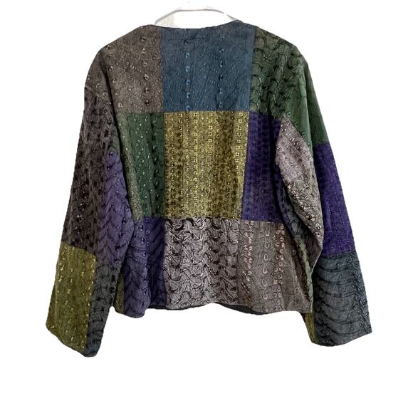 Sacred Threads M/L Patchwork Mixed Print Boho Hippie Short Jacket Art to Wear - Picture 4 of 6